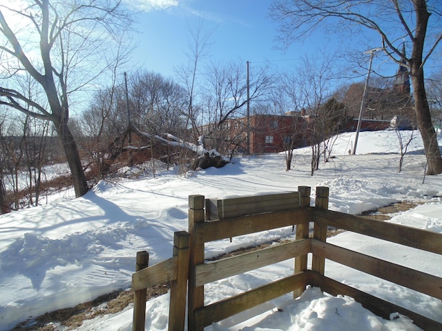 view of yard covered in snow