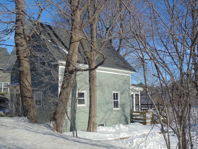 view of snow covered exterior