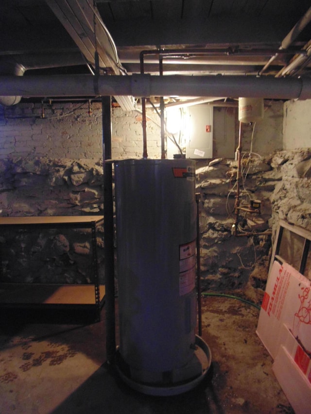 unfinished below grade area with water heater