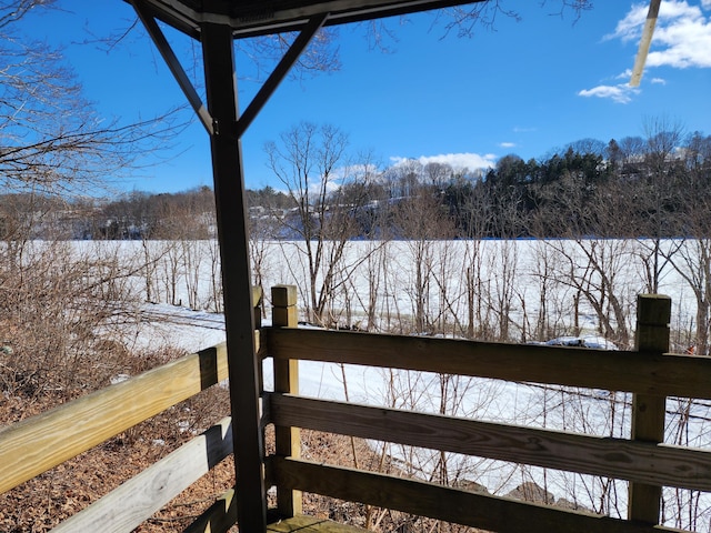 view of yard layered in snow