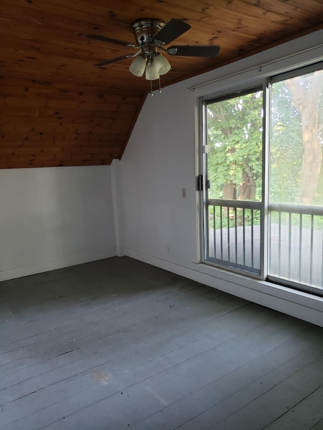 329 Hancock St, Bangor, ME 04401 - bonus room featuring a ceiling fan, wood ceiling, lofted ceiling, and hardwood / wood-style flooring
