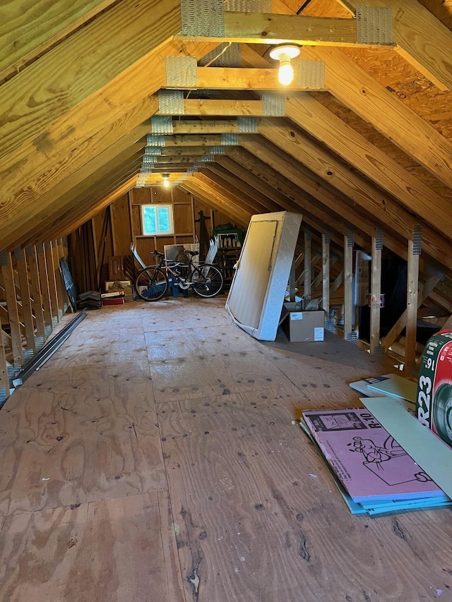 view of unfinished attic