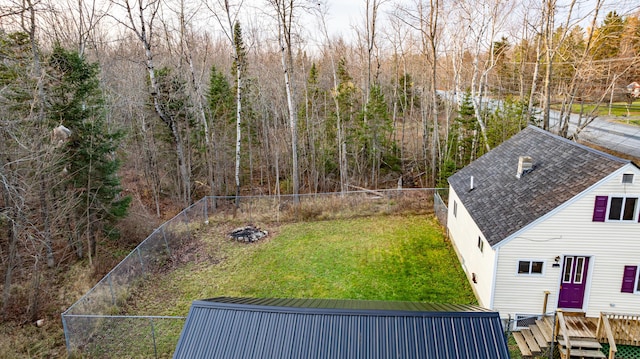 view of yard with a wooden deck