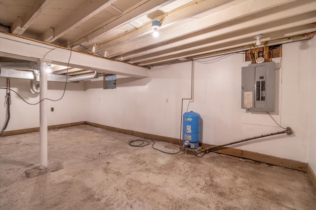 basement with electric panel