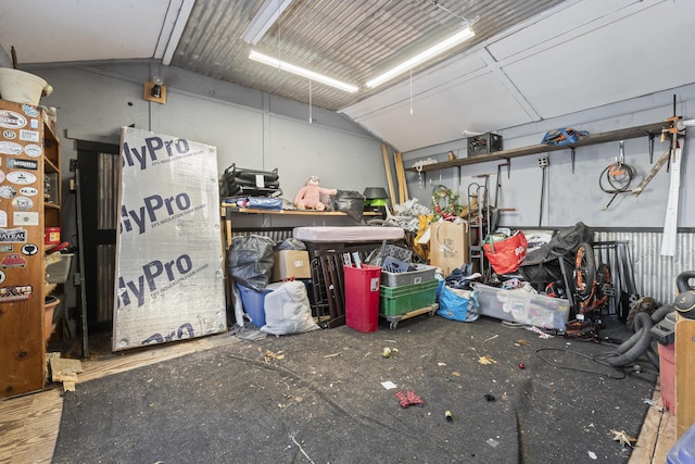 garage featuring a workshop area