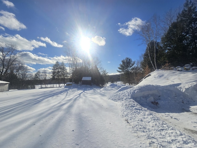 view of yard layered in snow