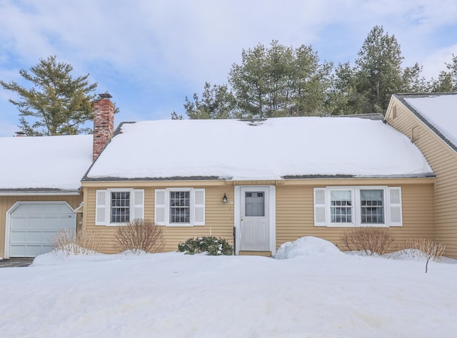 single story home with a chimney