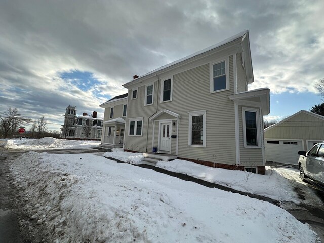 98 Fountain St, Bangor, ME 04401 - view of front of house with an outbuilding and a garage