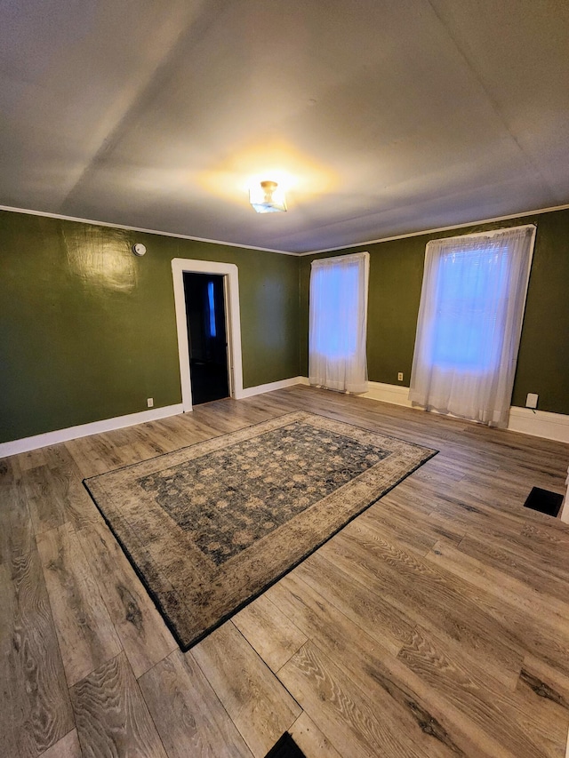 spare room featuring wood-type flooring