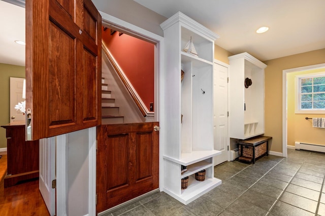 mudroom with baseboard heating