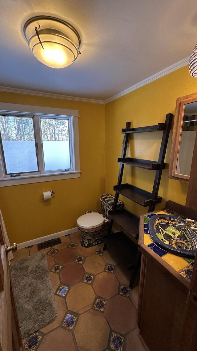 bathroom featuring ornamental molding