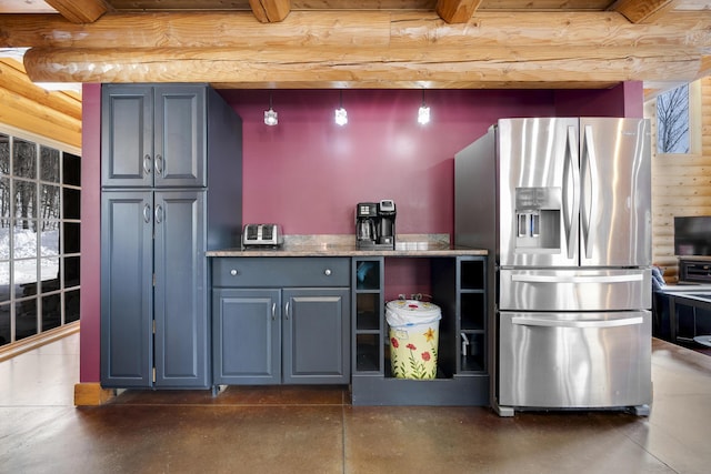 kitchen with stainless steel fridge