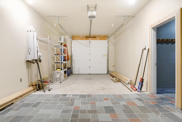 garage with a garage door opener