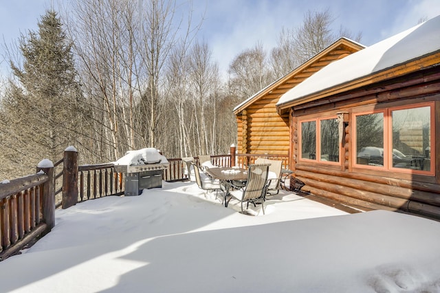 view of snow covered patio