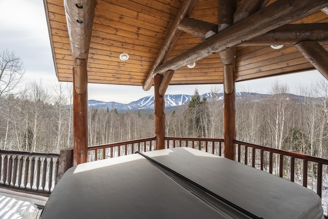 deck featuring a mountain view