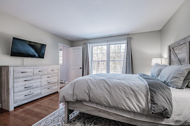 bedroom featuring dark wood-type flooring