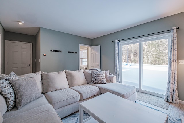 living room featuring light hardwood / wood-style flooring