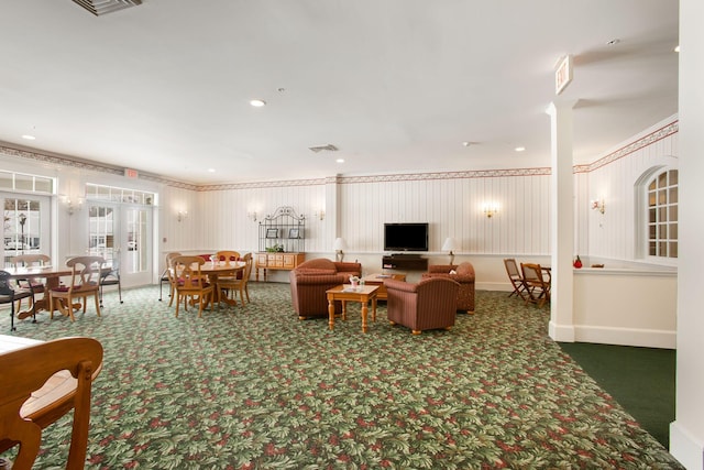 living room featuring carpet flooring