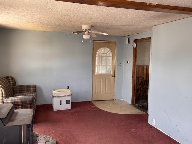 113 Eastern Ave, Augusta, ME 04330 - carpeted entryway featuring a textured ceiling and ceiling fan