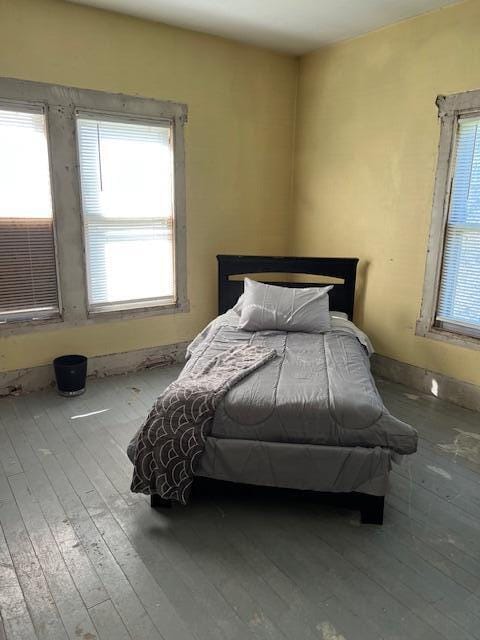 bedroom with light wood-type flooring