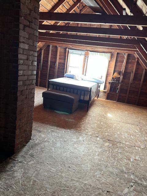 view of unfinished attic