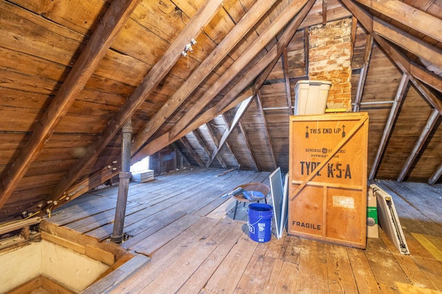 view of unfinished attic