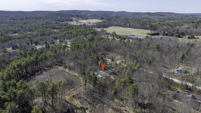 bird's eye view with a view of trees