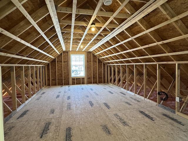 view of unfinished attic