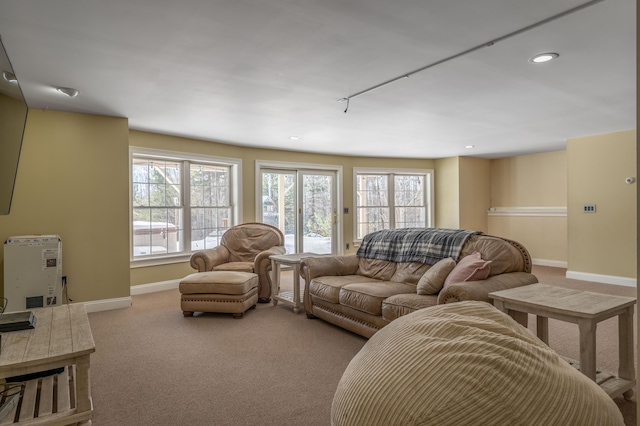 carpeted living room featuring a wealth of natural light