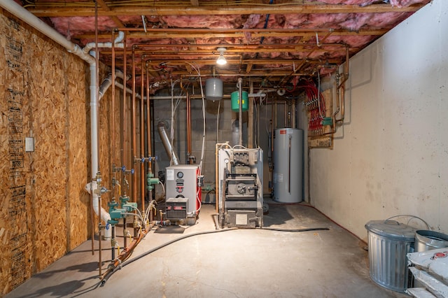 basement with gas water heater