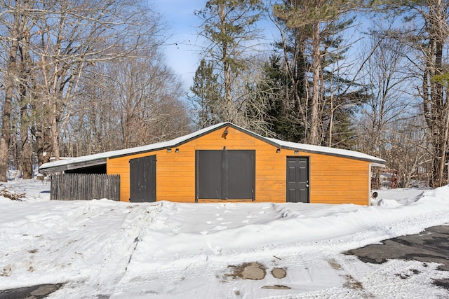 view of snow covered structure