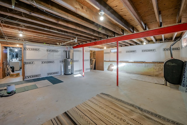 basement with electric water heater