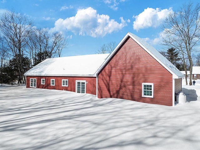 view of snow covered exterior