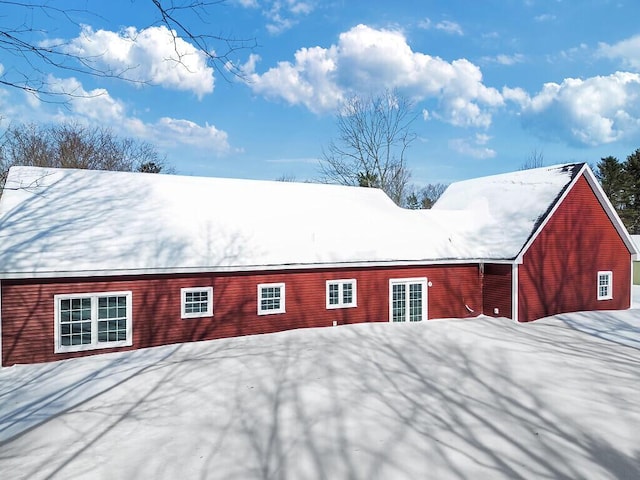 view of snow covered property