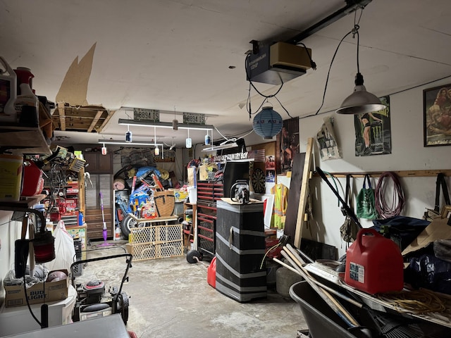 garage with a garage door opener