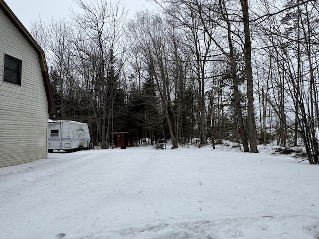 view of yard covered in snow