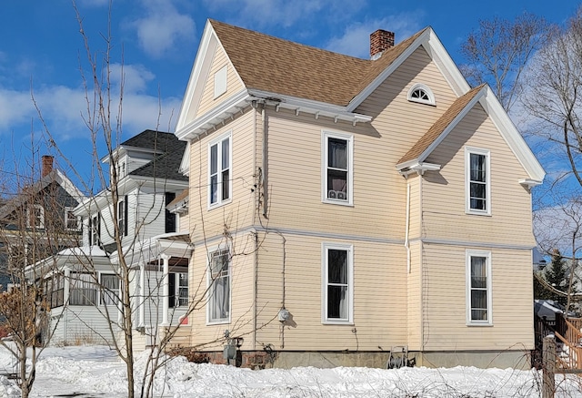 view of snowy exterior