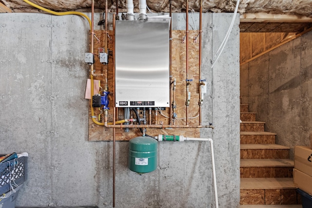 utility room with water heater