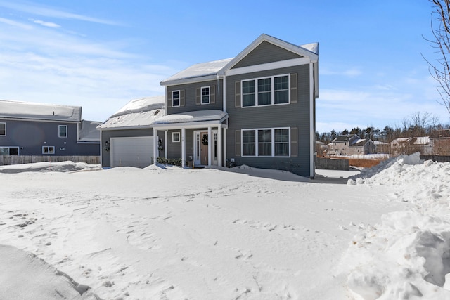 front facade with a garage