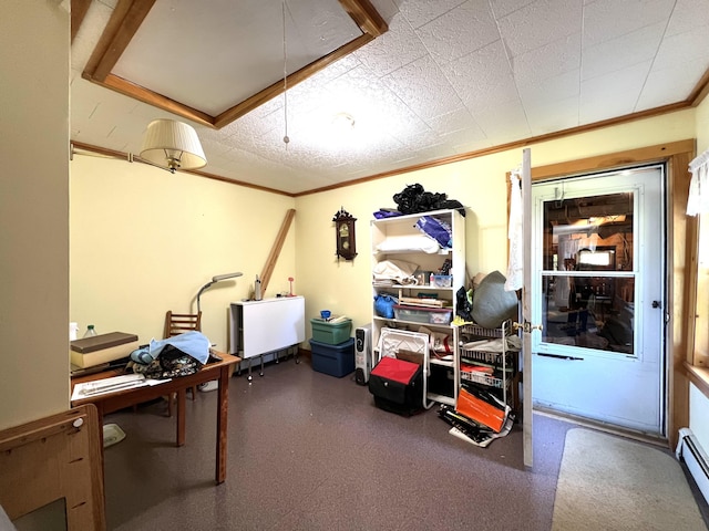 96 Exeter Rd, Garland, ME 04939 - office with ornamental molding and a baseboard heating unit