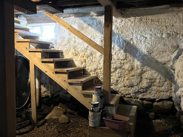 96 Exeter Rd, Garland, ME 04939 - basement with stairway