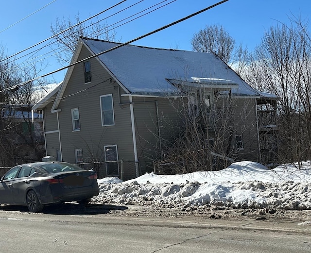 view of snow covered exterior