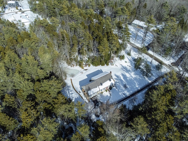 bird's eye view with a view of trees