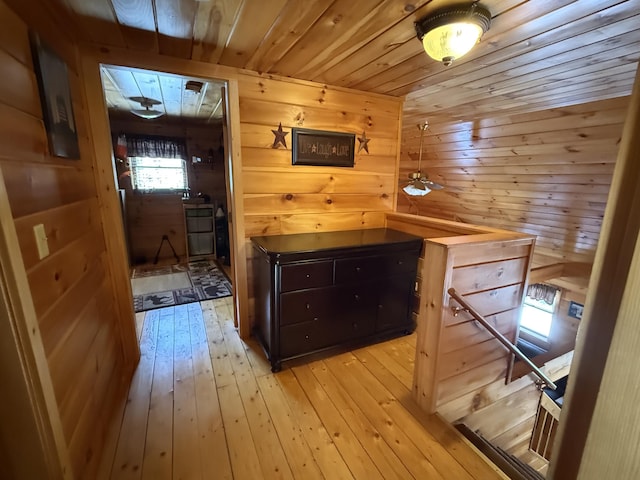 9 Ledge Dr, Greenville, ME 04441 - interior space with wood ceiling, wood walls, and light wood-type flooring