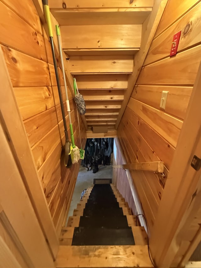 9 Ledge Dr, Greenville, ME 04441 - stairs with wooden walls