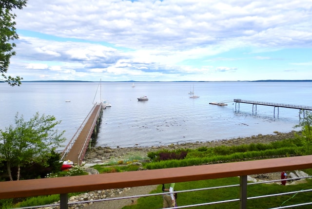 dock area featuring a water view