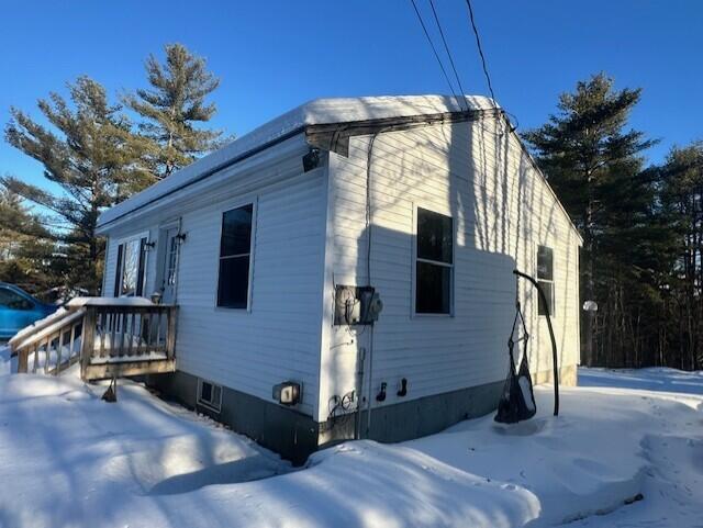 view of snow covered exterior