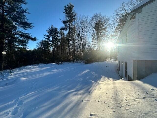 view of yard layered in snow