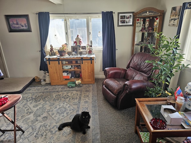 living area with carpet floors and a wealth of natural light