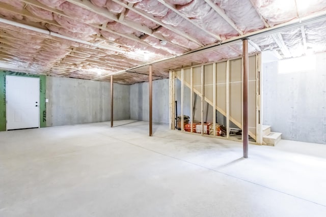 view of unfinished basement